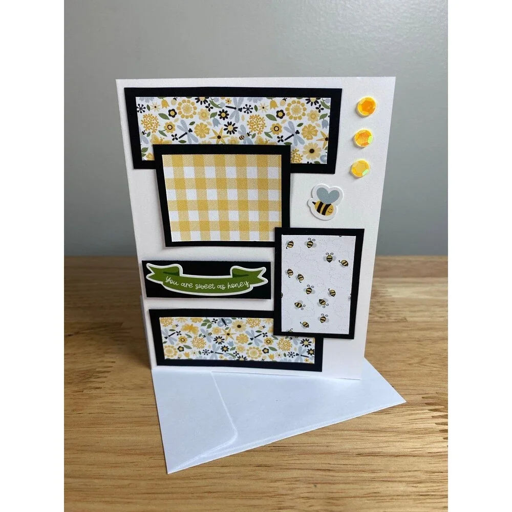 Bee Greeting Card – Handmade A2 Card – All Occasion Blank Card